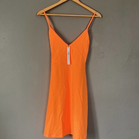 NWT SUSANA MONACO V-Neck A-Line Mini Dress in Electric Orange Neon Size M - Picture 3 of 7